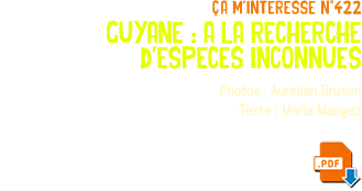 ça m'interesse n°422 guyane : a la recherche d'especes inconnues Photos : Aurélien Brusini Texte : Marie Mangez ﷯