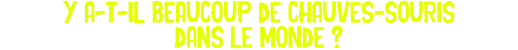 y a-t-il beaucoup de chauves-souris dans le monde ?